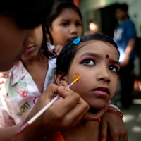 Students prepare for the New Year festival.